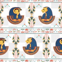 Egyptian Tefnut seamless png pattern background 