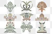 Ancient Greek ornamental element png sticker set