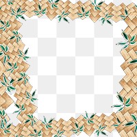 Japanese bamboo weave pattern png frame, remix of artwork by Watanabe Seitei