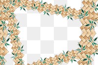 Wooden Japanese bamboo weave png pattern frame, remix of artwork by Watanabe Seitei