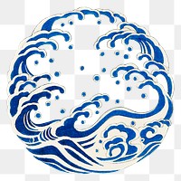 Japanese round wave ornamental png. element, remix of artwork by Watanabe Seitei