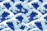 Japanese blue wave png pattern, remix of artwork by Watanabe Seitei