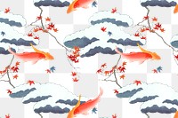 Vintage Japanese seamless png pattern, remix of artwork by Watanabe Seitei