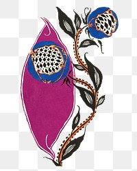 Flower png sticker collage element illustration in stencil print style