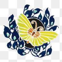 Butterfly png sticker collage element illustration in stencil print style