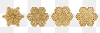 Gold snowflake png set Christmas ornament macro photography, remix of photography by Wilson Bentley