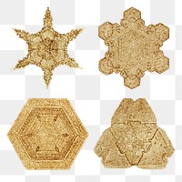 Season&rsquo;s greetings gold snowflake png Christmas ornament macro photography set, remix of photography by Wilson Bentley