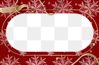 Red season's greetings snowflake transparent frame, remix of photography by Wilson Bentley