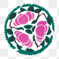 Pink flower png sticker, vintage Art Deco floral collage clipart