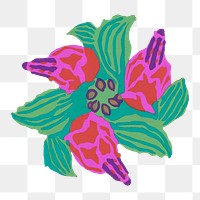 Pink flower png sticker, vintage Art Deco floral collage clipart