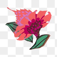 Pink flower png sticker, vintage Art Deco floral collage clipart