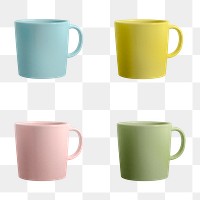 Colorful ceramic coffee cups set design element