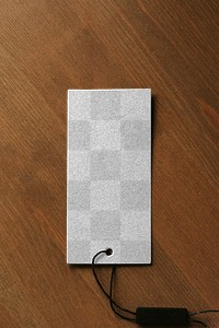 Blank label on wooden floor design element