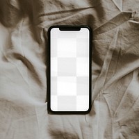 Smartphone on fabric textured background design element