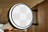 Sign png mockup in circle shape for cafes and restaurants