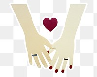 Couple holding hands paper craft sticker