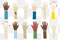 Paper craft hands of diversity design sticker set