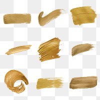 Festive gold glitter and metallic paint brush stroke set