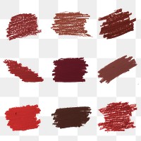 Matte red shade paint brush stroke set