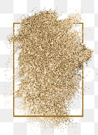 Festive shimmery gold glitter paint brush stroke with gold frame 