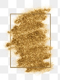Festive shimmery gold glitter paint brush stroke with gold frame 