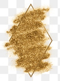 Festive shimmery gold glitter paint brush stroke with gold frame 