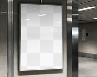 PNG billboard sign mockup indoors advertisement