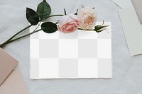 Rose flowers by a card mockup design element