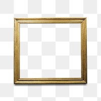 Gold picture frame mockup transparent png