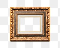 Vintage rectangle gold picture frame transparent png