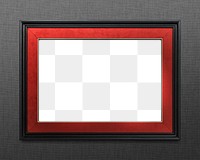 Black and red picture frame mockup transparent png