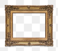 Vintage rectangle gold picture frame transparent png