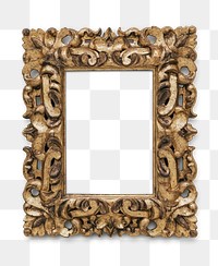 Vintage rectangle gold picture frame transparent png