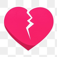 Broken heart paper craft illustration icon design sticker