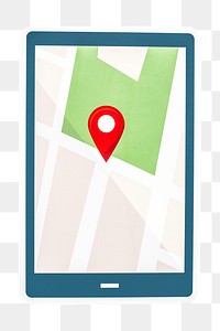 Digital navigation map paper craft illustration icon design sticker