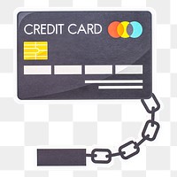 Credit card debt paper craft illustration icon design sticker