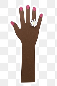 Hand with a daisy flower paper craft sticker
