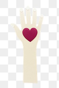 Heart on a hand paper craft design element