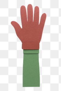 Brown glove and green sleeve winter outfit paper craft design element