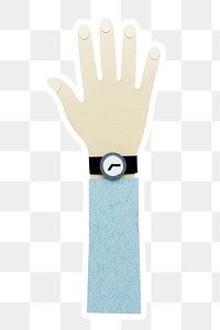 Hand with a wrist watch paper craft sticker