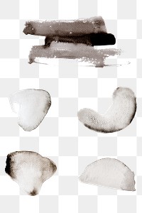 Abstract black brush stroke set transparent png