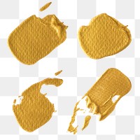 Metallic yellow paint strokes collection transparent png