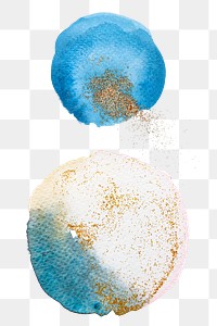 Round blue watercolor with gold glitter transparent png