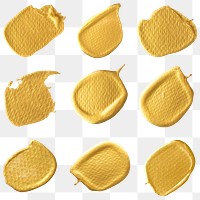 Metallic yellow paint strokes collection transparent png