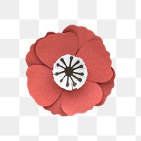 Red poppy flower paper craft transparent png