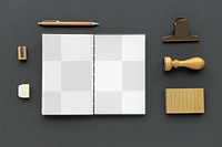 Set of stationery on workspace design element