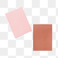 Blank pink and orange lined notepaper transparent png
