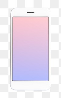 White cellphone with pastel wallpaper transparent png