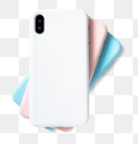 White silicone phone case mockup transparent png