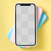 Mobile phone screen png mockup, digital device